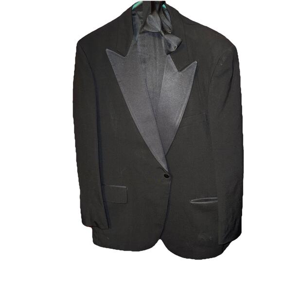 Vintage Gingiss Wool Black Tuxedo Suit Mens Size 42S 4 Piece Jacket Pant 36x26 - Picture 1 of 11
